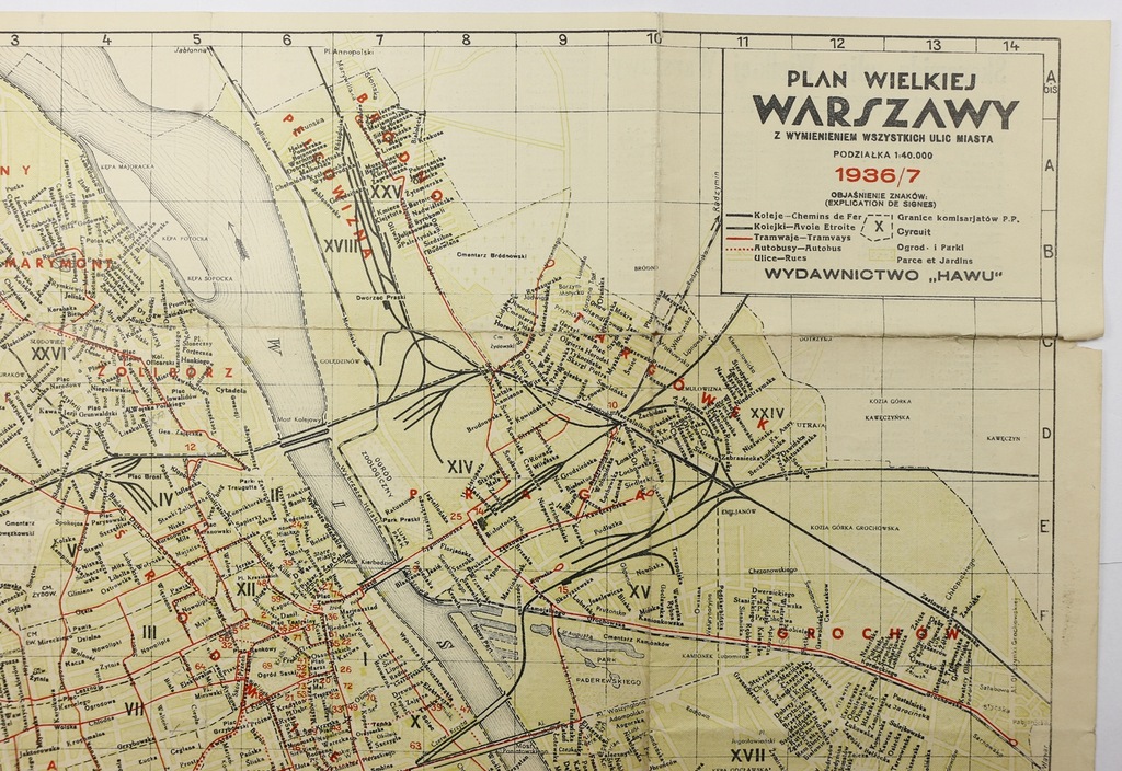 Plan Wielkiej Warszawy Stara Mapa Rok Pi Kna