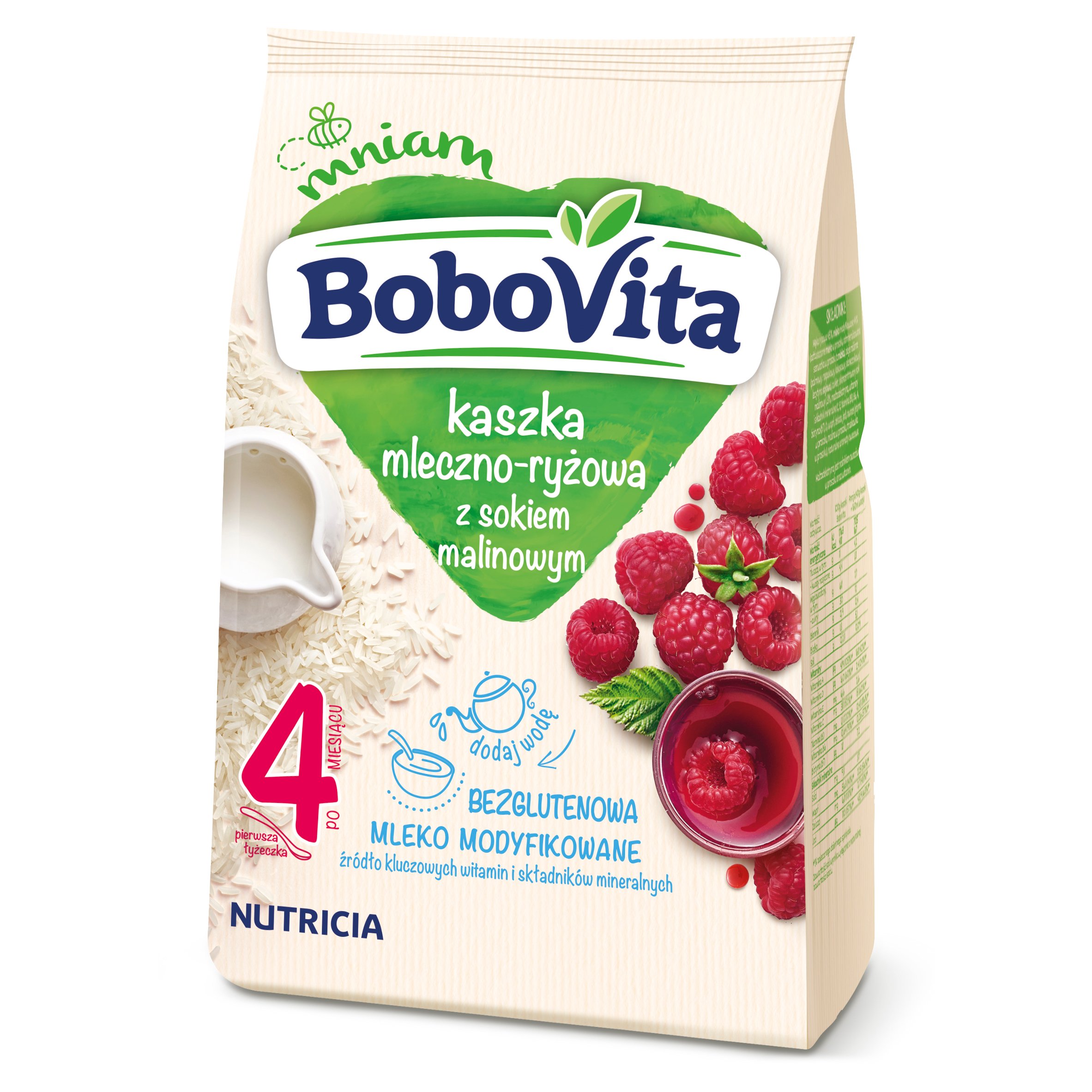 

Bobovita Kaszka mleczno-ryżowa Sok malina 230g