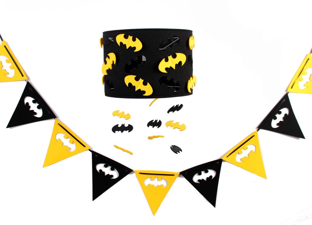 Lampa filcowa BATMAN żółta z czarnymi batmanami Bohater Batman