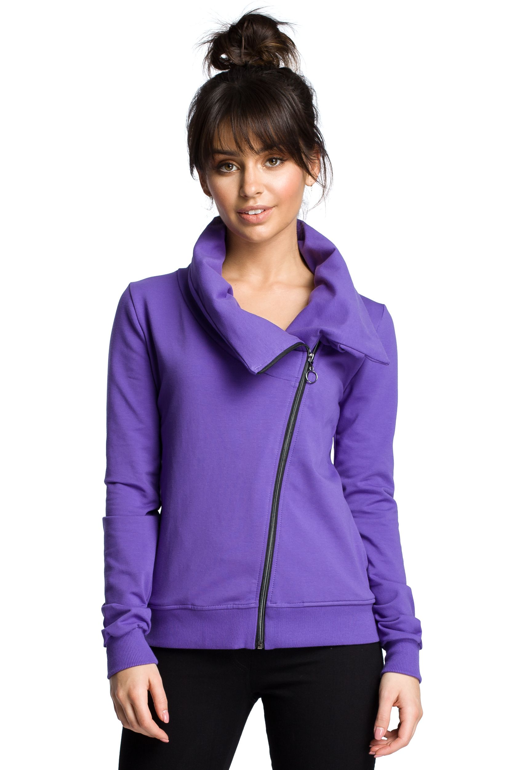 

B071 Bluza z ukośnym zamkiem - fioletowa 42 | XL