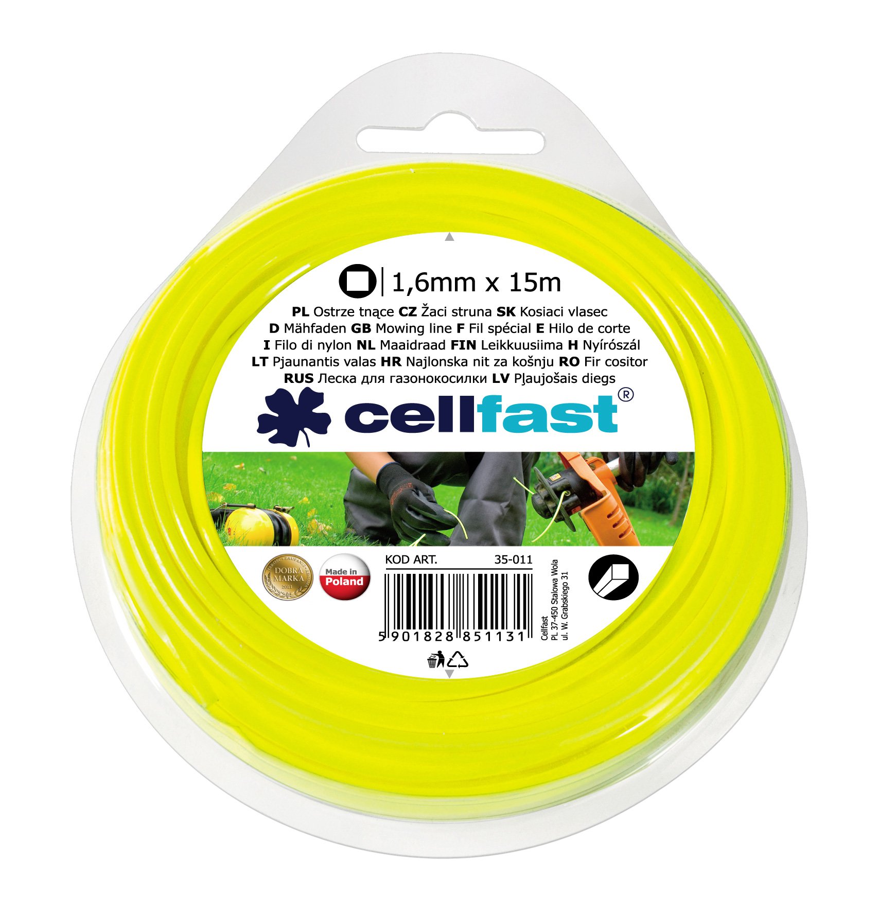 

Cellfast Żyłka kosy podkaszarki kwadrat 1,6mm 15m