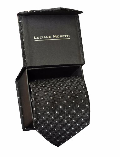 

Krawat w kwadraty w pudełku mikrofibra 10cm czarny
