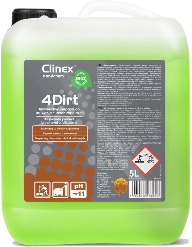 

Clinex 4Dirt odtłuszczacz do silnych zabrudzeń 5l