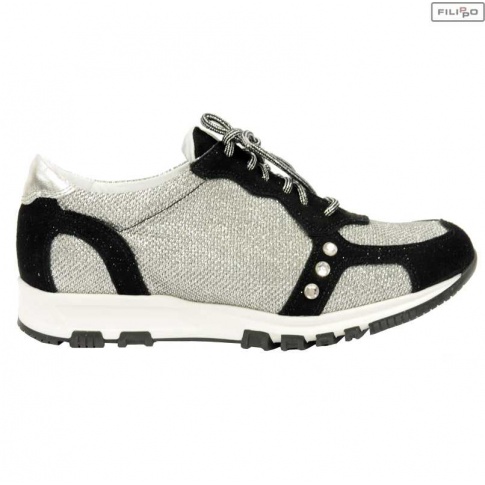 Polobotky Karino 36 Šedo Černé Kožené Sportovní tenisky