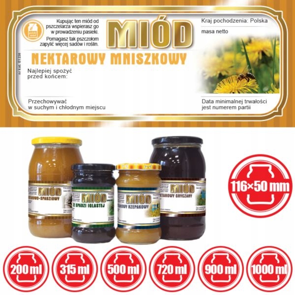 

Etykiety na Miód Mniszkowy (100szt) wzór E1236