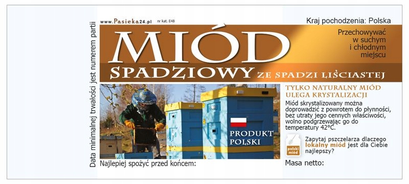 

Etykiety na Miód ze Spadzi Liściastej (100szt) E48