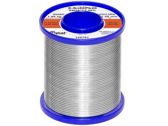 

Cyna w rolce spoiwo do lutowania Cynel 1,50mm 1kg