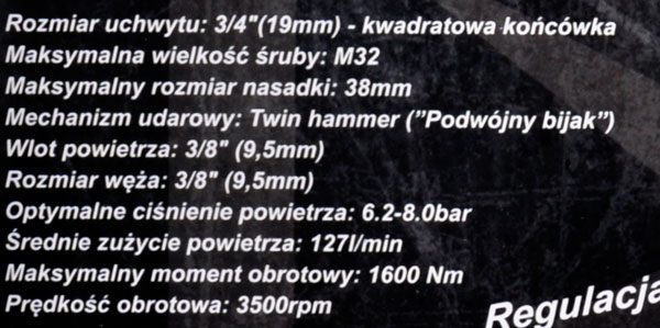 Klucz pneumatyczny udarowy do kół 3/4" 1600Nm Marka R&K