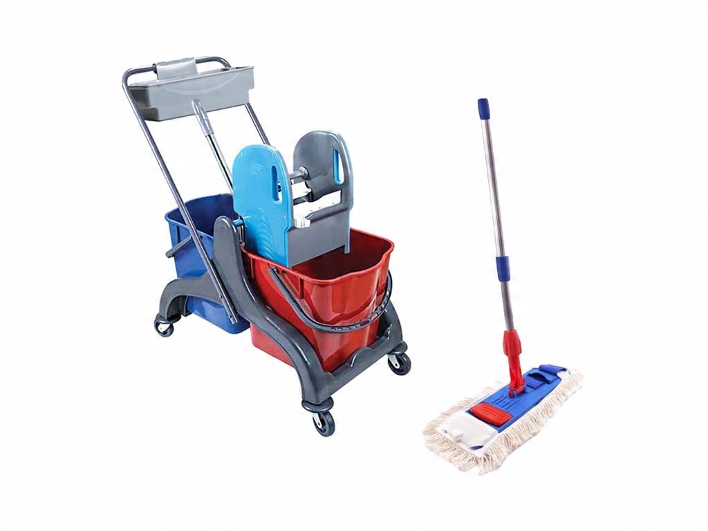 

Wózek Zestaw do sprzątania Saturn 2X25L Mop+koszyk
