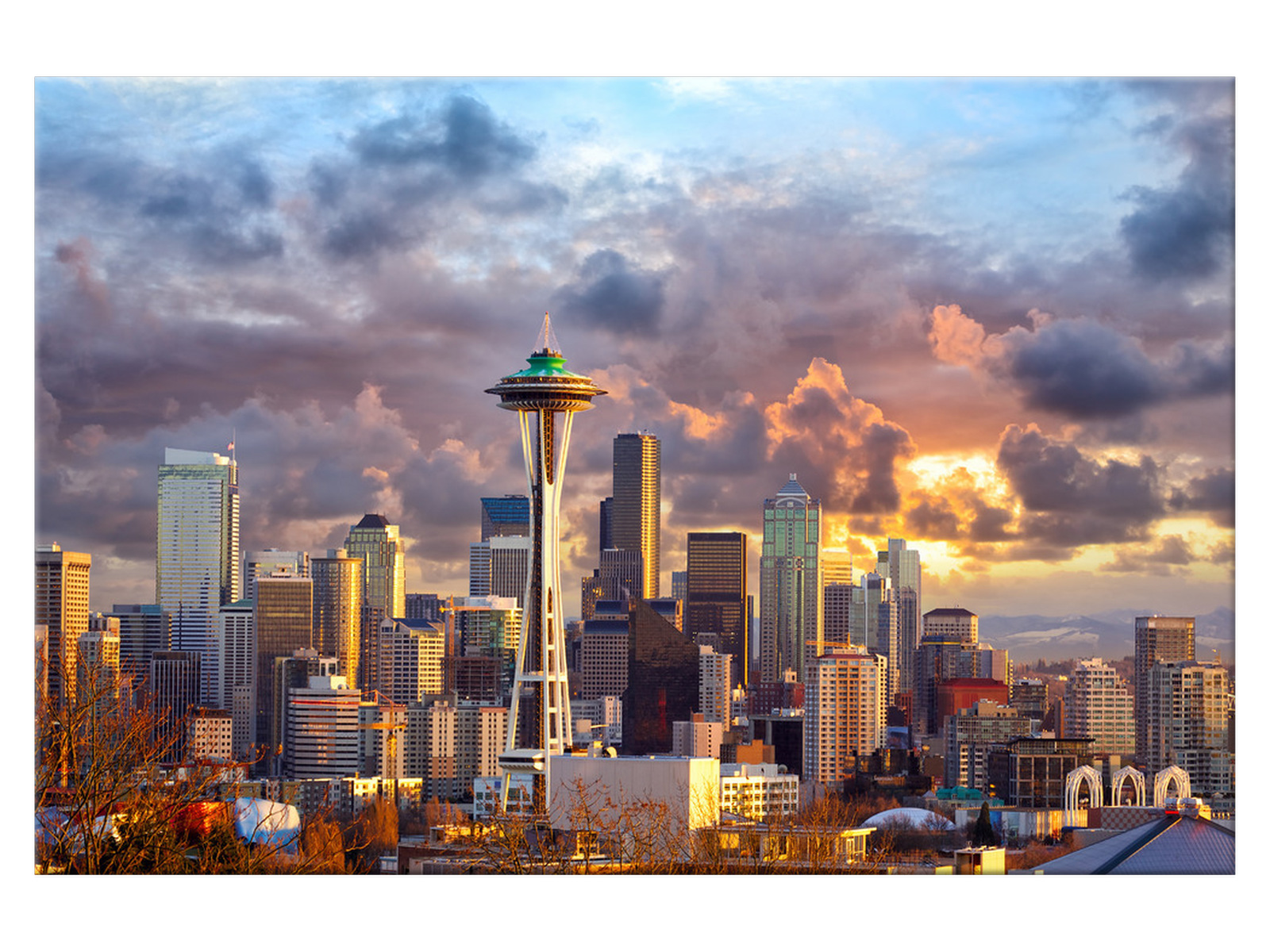 

Obraz Seattle o zachodzie słońca 120x80 Miasto