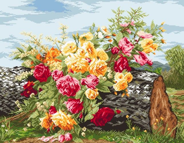 Výšivka Sada s mulinkou Zapomenutá kytice