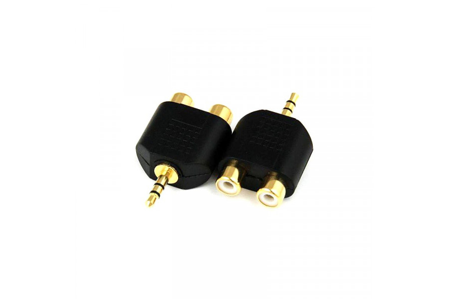 

Adapter Wtyk Jack 3.5 STEREO/2xGNIAZDO Rca Złoty