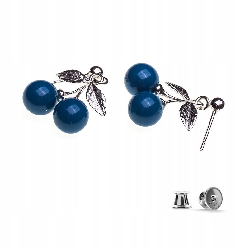 

Srebrne Kolczyki wisienki z perłami Swarovski 8mm