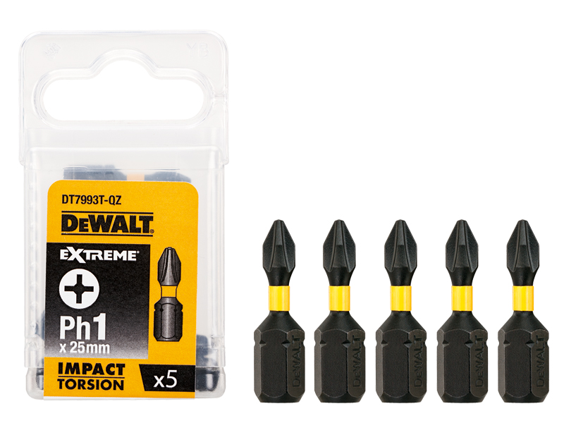 

Końcówka bity Ph1x25mm udar 5szt DeWALT Torsion