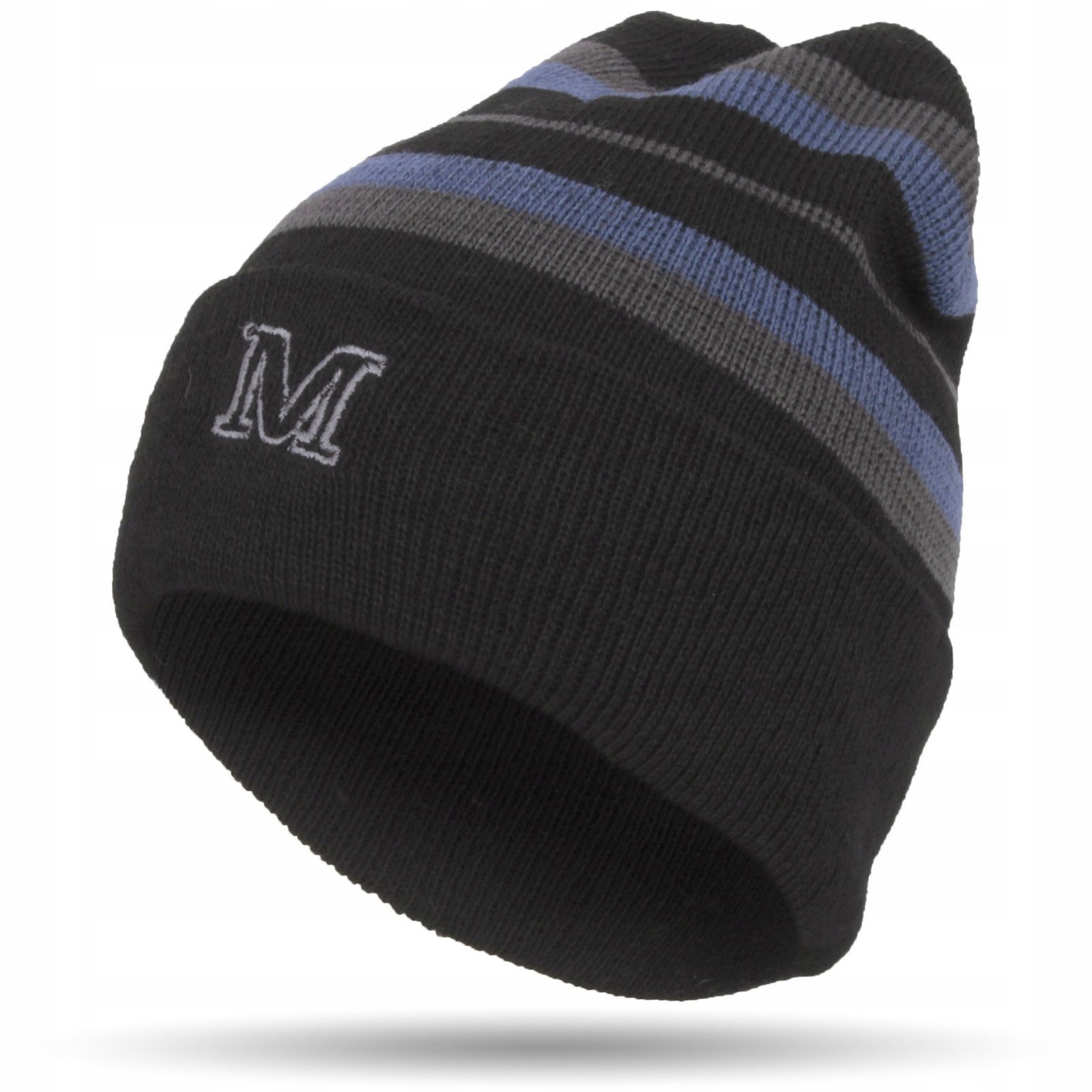 

W305A Beanie Zimowa Czapka W Pasy Z Dzianiny