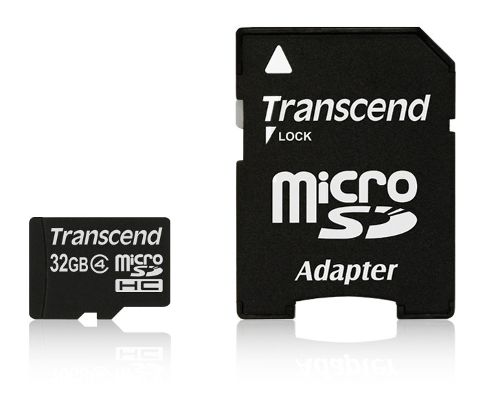 

Transcend 32 Gb micro Sd microSD Sdhc Class 4 +aSD