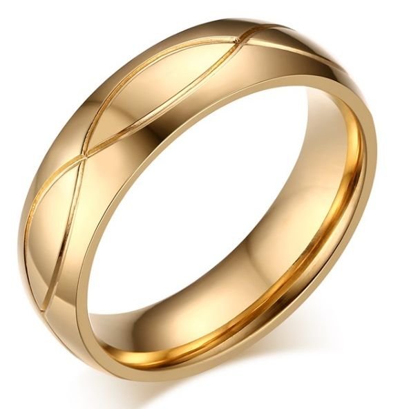 

Złota Pozłacana 18K Obrączka Stal 316 Z Nacięciami