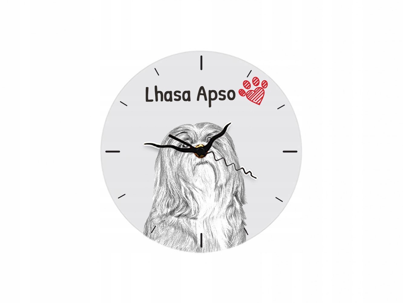 Lhasa Apso stojace hodiny s grafikou, z MDF dosky