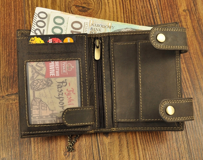 SKÓRZANY portfel MĘSKI -Always Wild- łańcuch Marka Always Wild