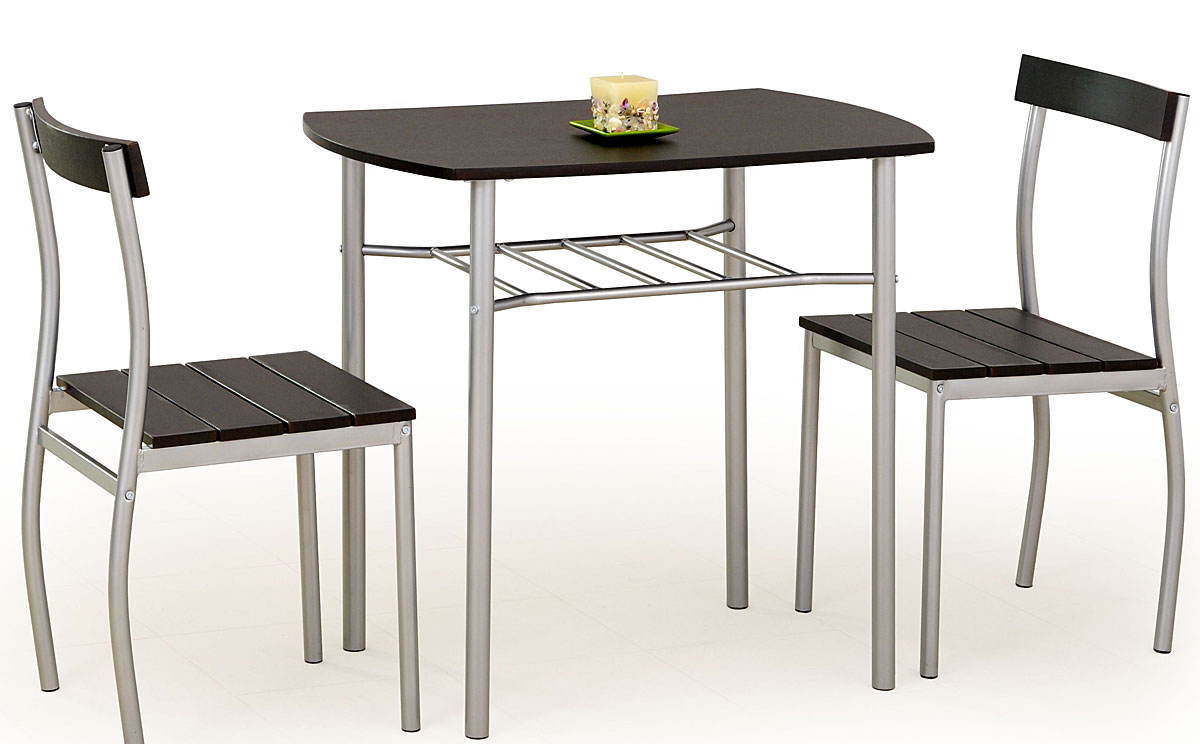 ZESTAW STÓŁ + 2 KRZESŁA DWUOSOBOWY WENGE 2 OSOBOWY