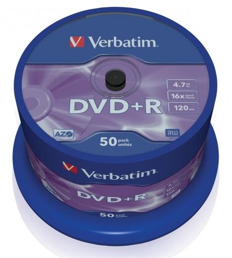 Płyta Dvd+r Verbatim Azo, 4,7GB, 16X, Cake, 50SZT.