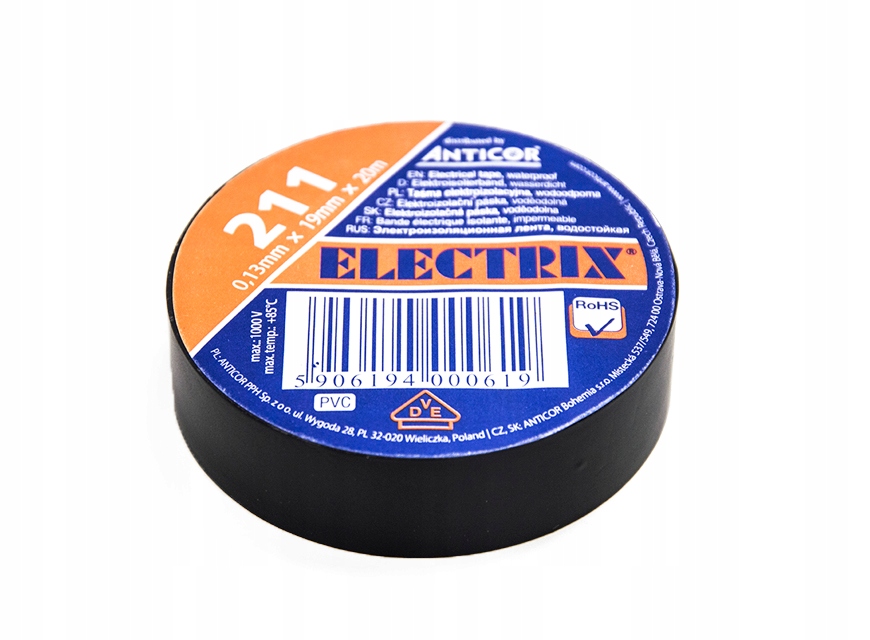 

Taśma Izolacyjna Izolacja Pcw 19mm 20m Czarna