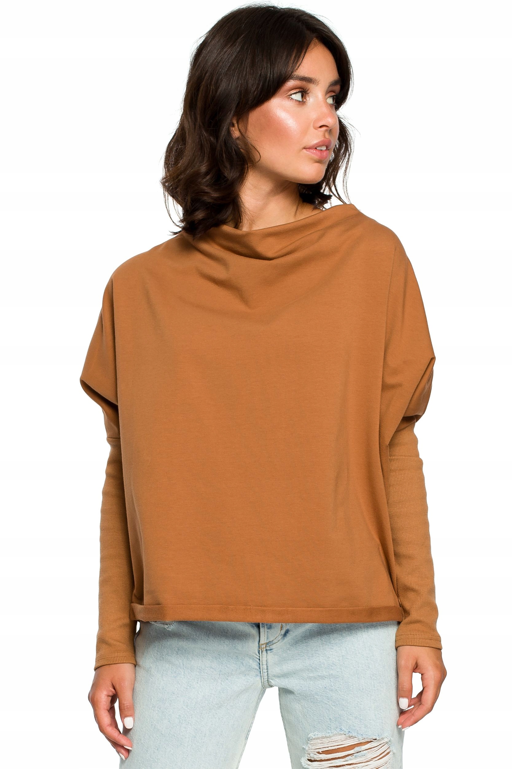 

B094 Bluza z dekoltem z tyłu - karmelowa S/m
