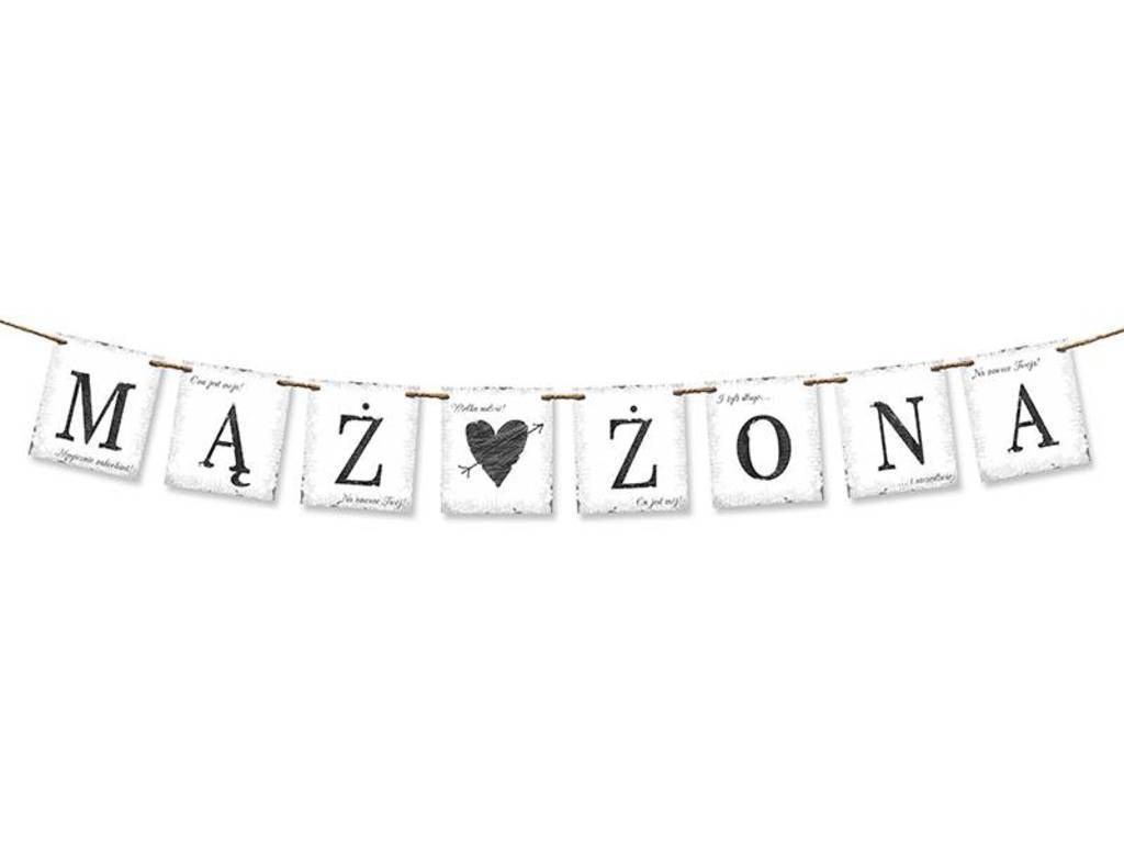 

Baner Weselny napis Mąż Żona 100cm Dekoracja Ślub