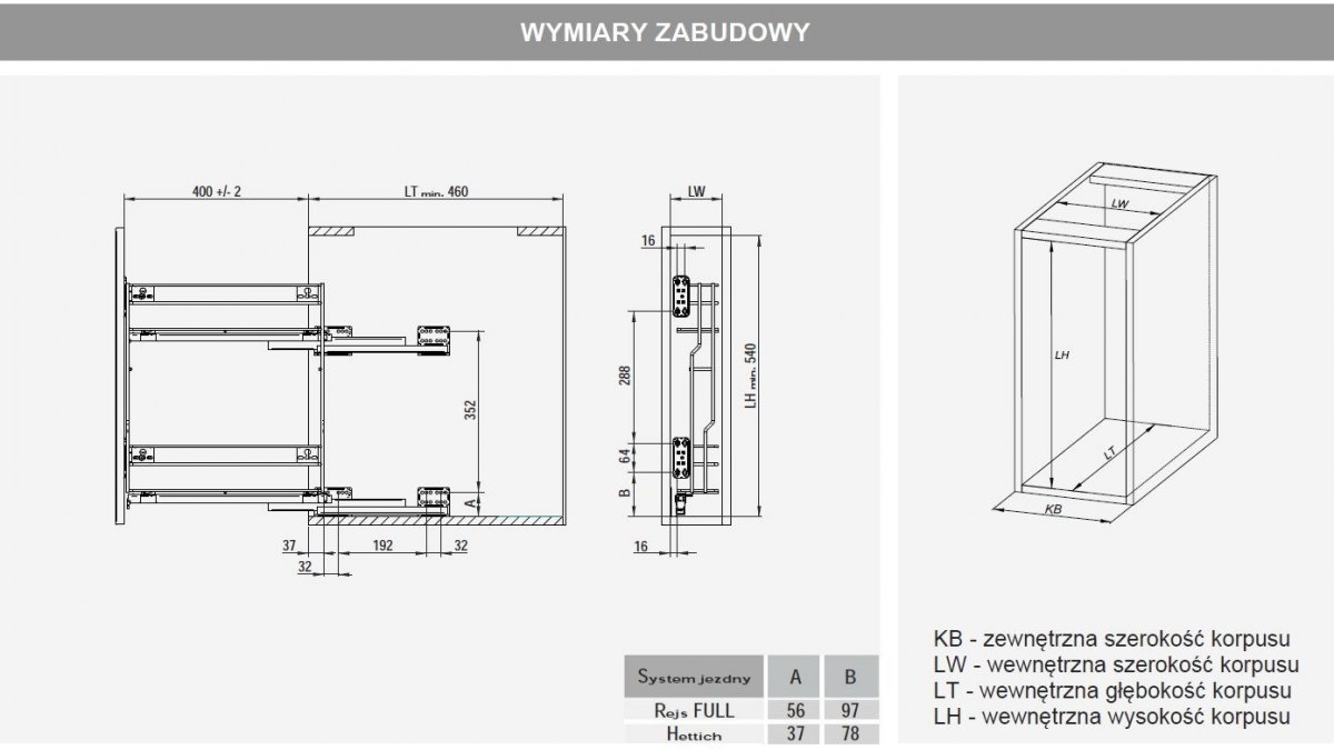 REJS cargo variant multi P 200/2 białe Głębokość mebla 46 cm