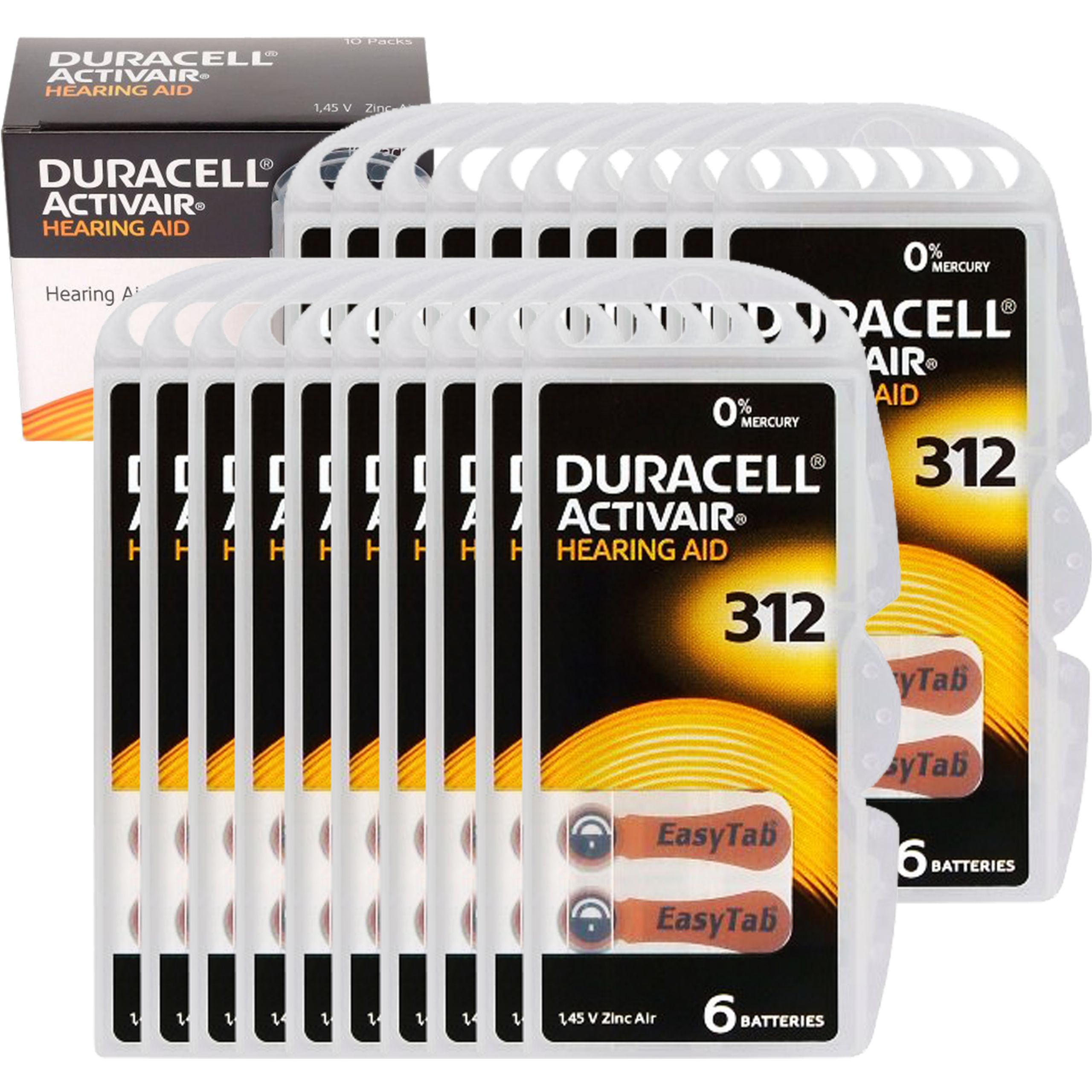 

120 szt Duracell 312 Bateria Do Aparatu Słuchowego