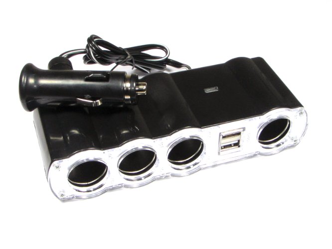 ROZDZIELACZ ZAPALNICZKI SAMOCHODOWEJ x 4 2 USB
