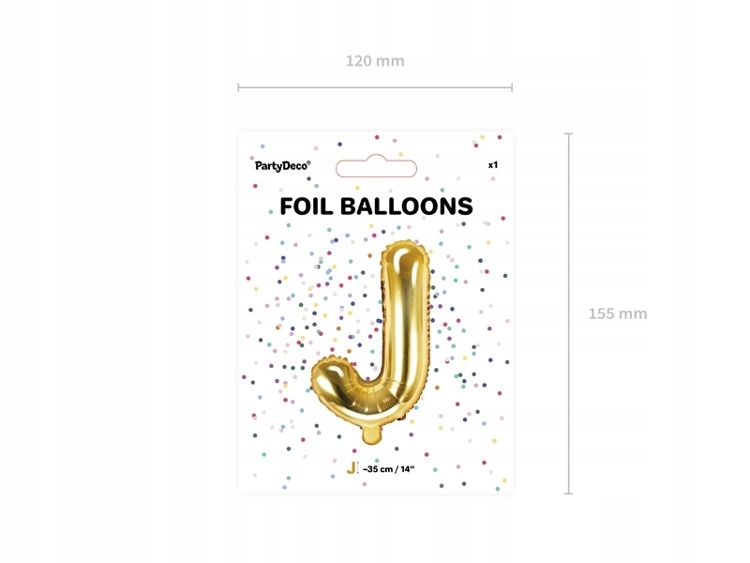 Balon foliowy J złoty 35cm 1szt FB2M-J-019 Kod producenta FB2M-J-019