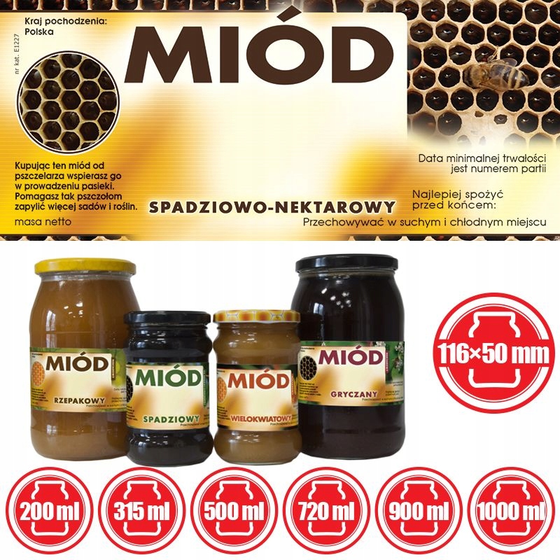

Etykiety na Miód Spadziowy-Nektarowy - wzór E1227