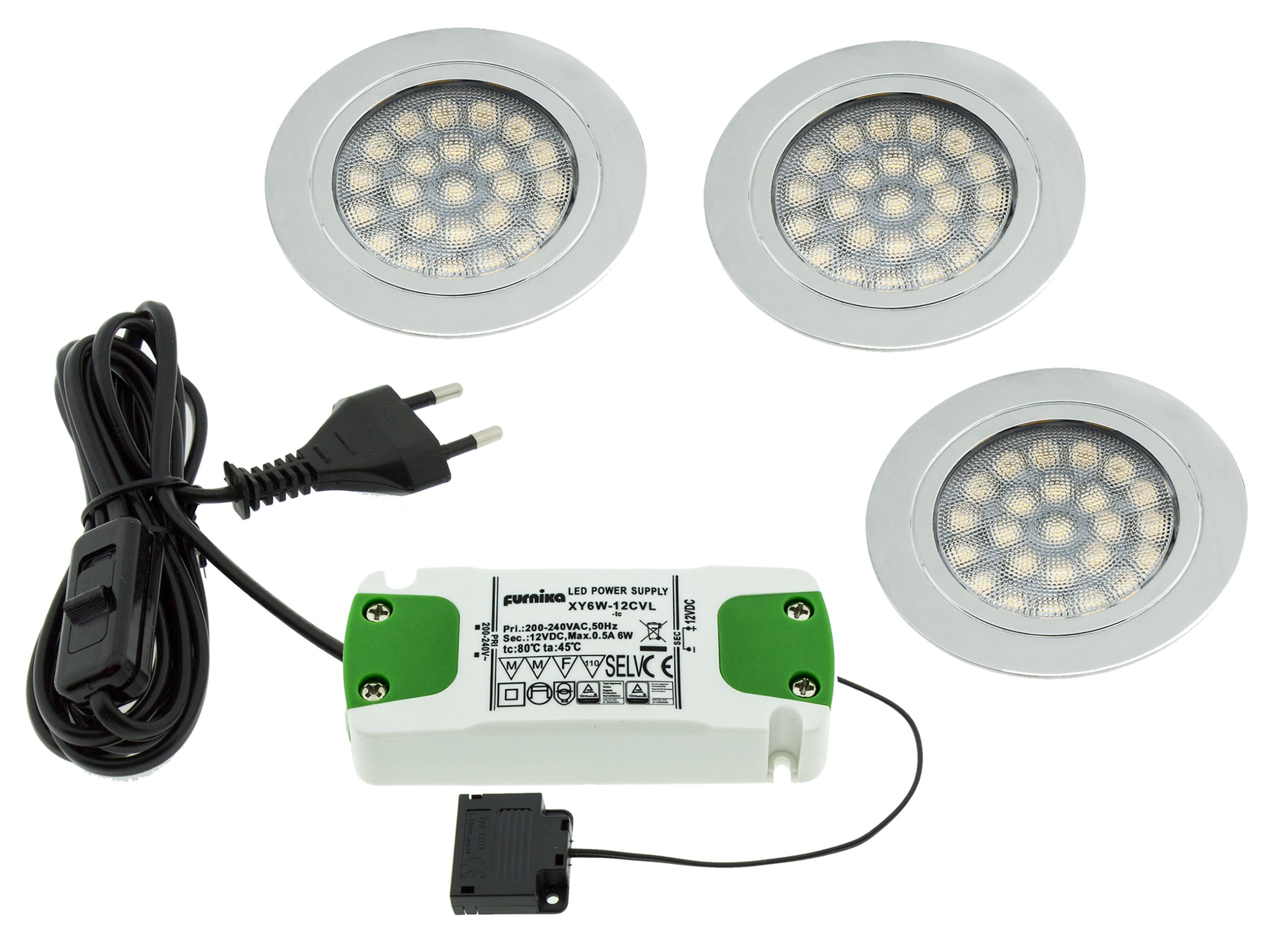 

Kpl 3x Round Led 2W 12V oprawa sufitowa+zasilacz