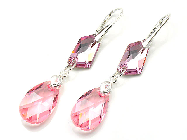 

Długie Srebrne Kolczyki Swarovski Rose Amethyst