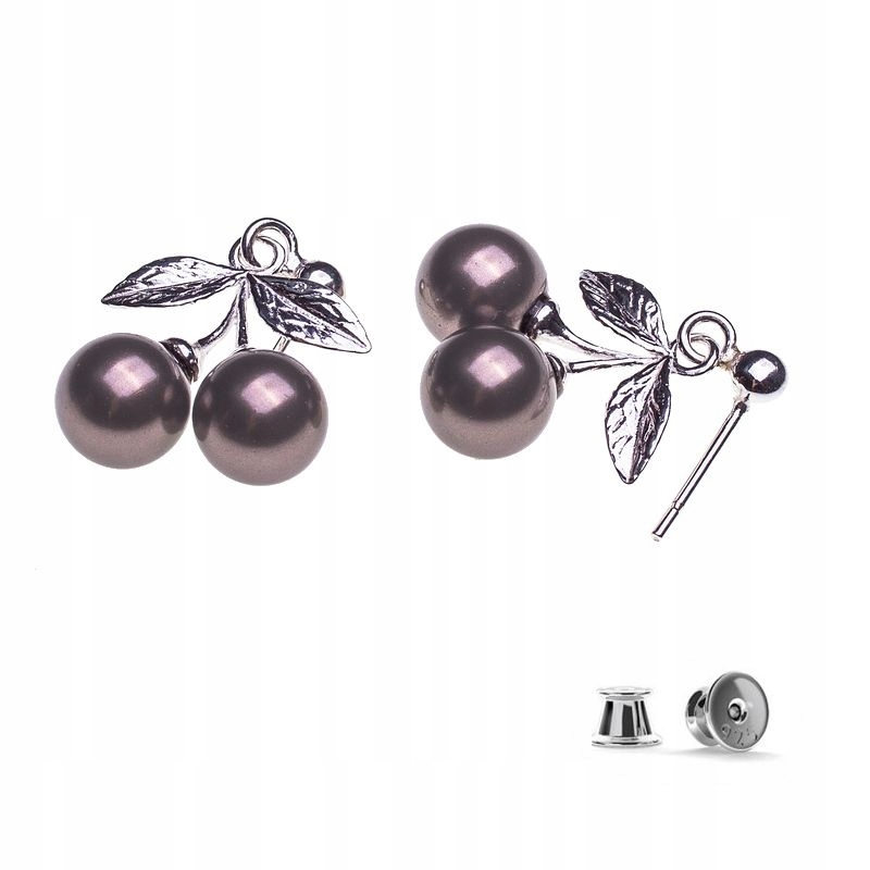 

Srebrne Kolczyki wisienki z perłami Swarovski 8mm