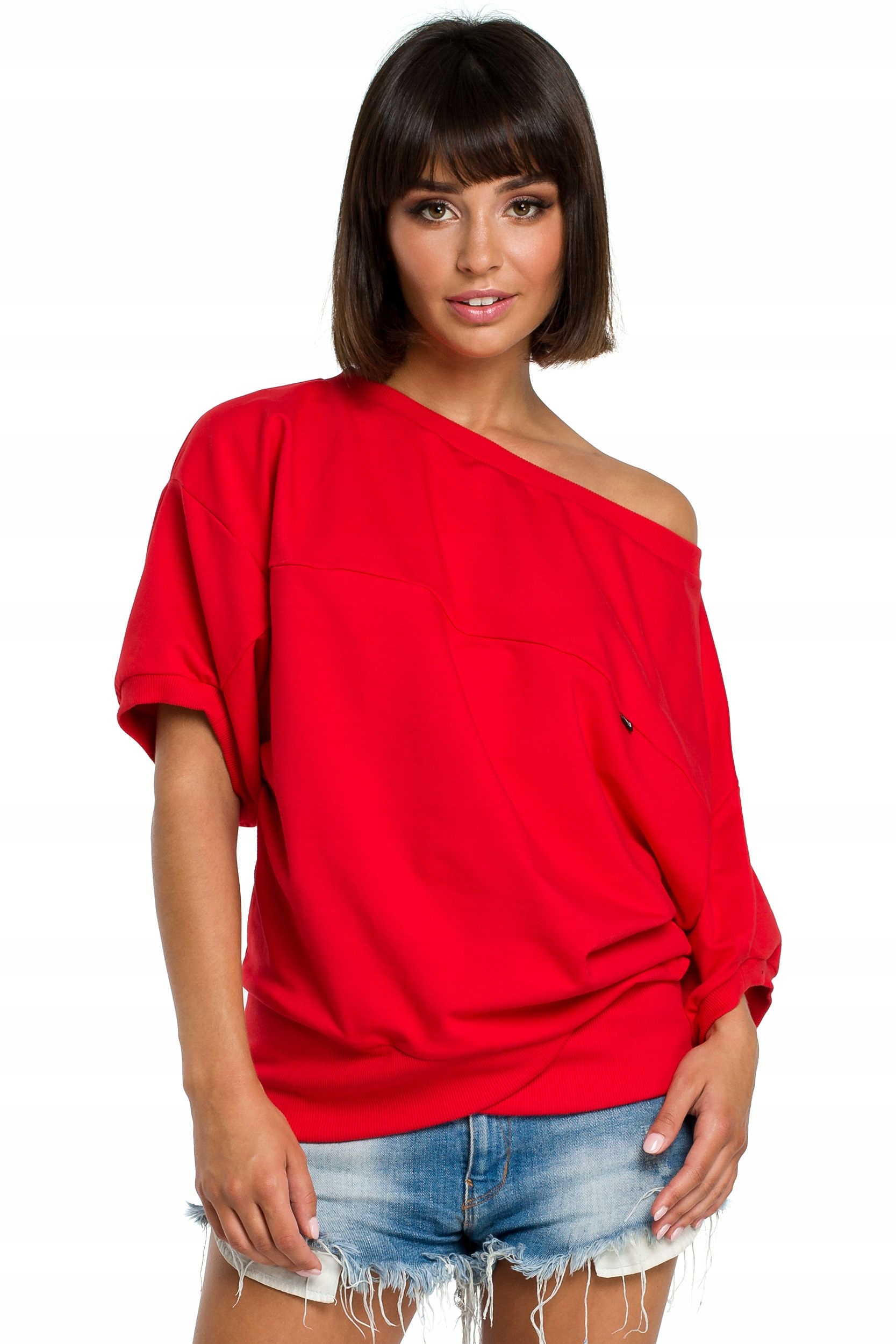 

B079 Bluza z kimonowymi rękawami - czerwona S/m