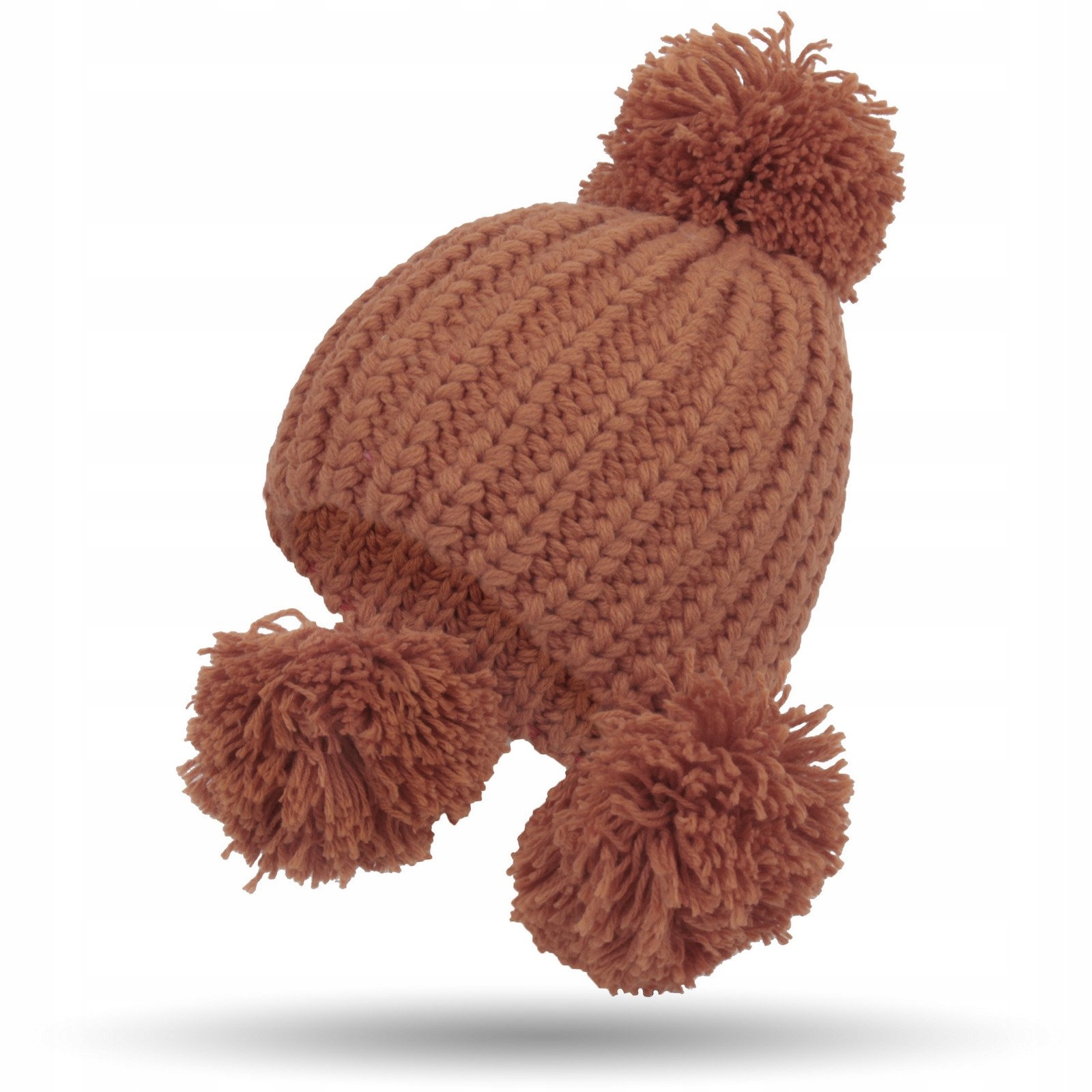 W229G DZIANINOWA CZAPKA ZIMOWA Z POMPONAMI POMAR