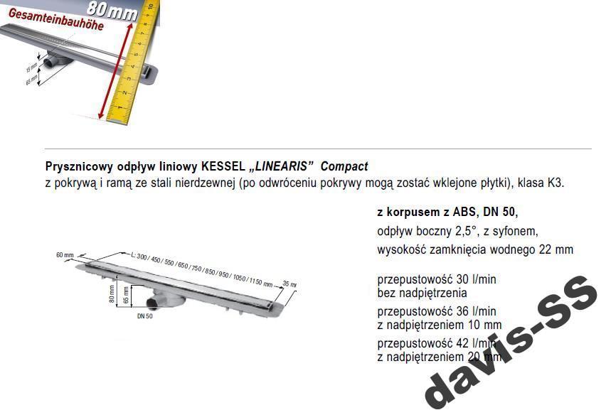KESSEL LINEARIS COMPACT odpływ liniowy 650 mm EAN (GTIN) 4026092048184