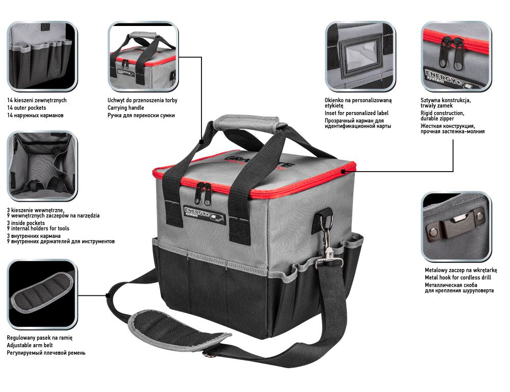 TORBA NARZĘDZIOWA TORBA NA ELEKTRONARZĘDZIA 12L GRAPHITE ENERGY+ 58G015 Kod producenta 58G015
