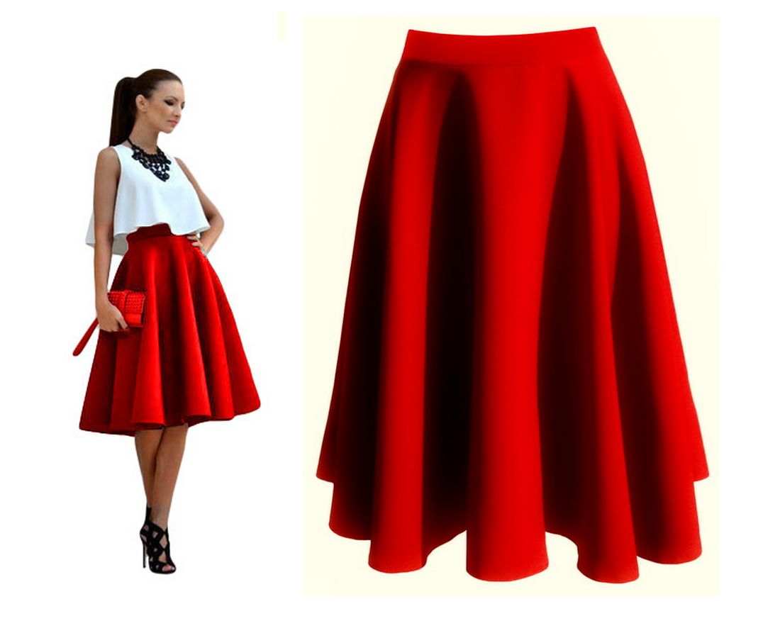 SPÓDNICA BEŻOWA-CAMEL z KOŁA MIDI ROZKLOSZOWANA 48 Zapięcie zamek