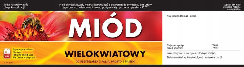 

Etykiety na miód wielokwiatowy (100szt) wzór E1202