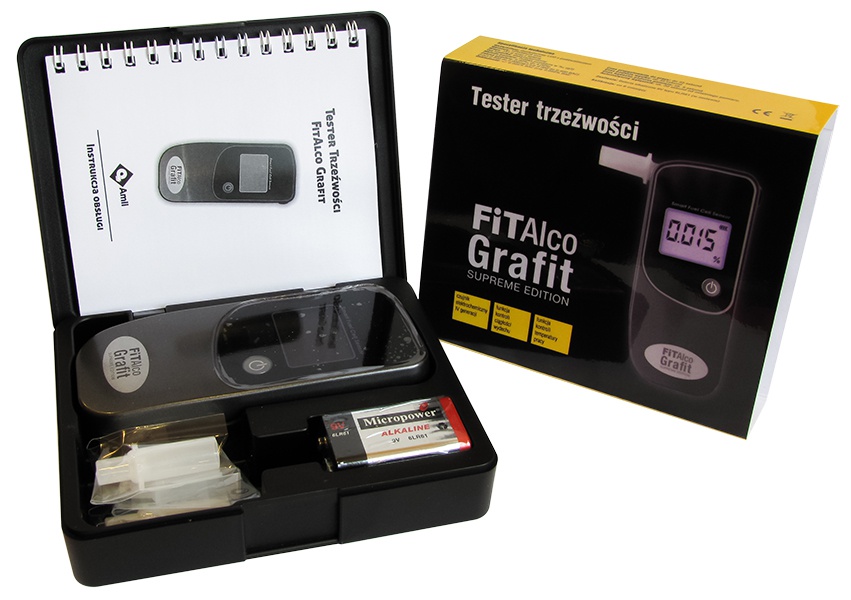Alkomat FITALCO GRAFIT KALIBRACJE PRZEZ 3 LATA Communication display