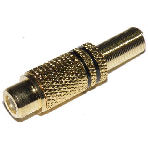 

Rca gniazdo na kabel gold czarne paski
