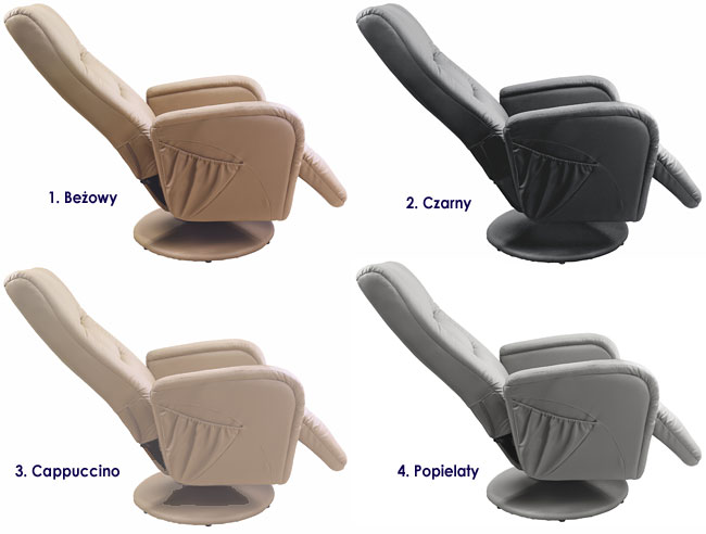 WYGODNY fotel rozkładany z funkcją masażem + PILOT Materiał obicia Skóra sztuczna