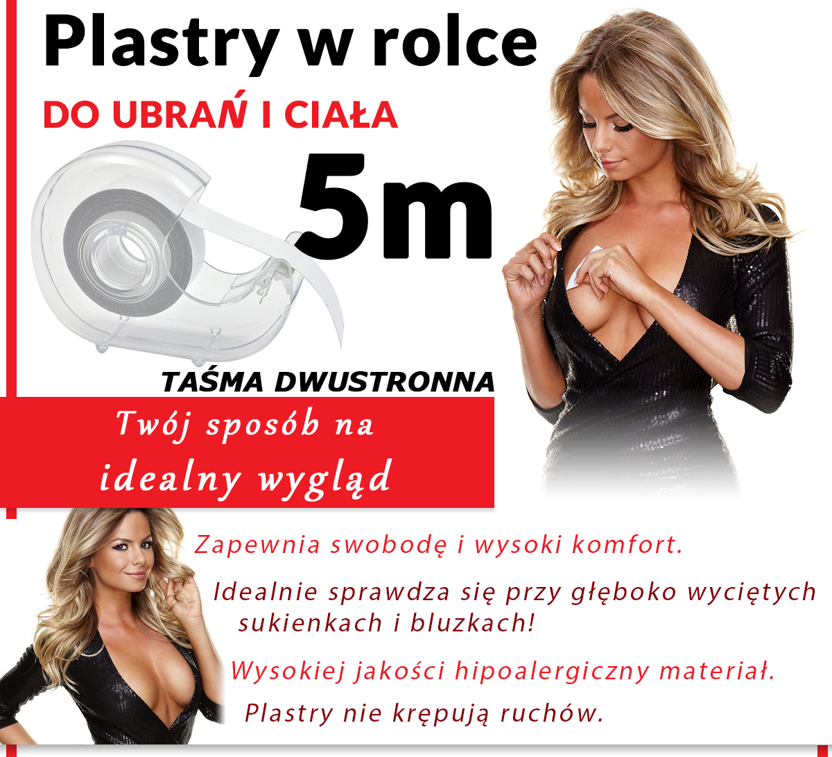 PLASTRY DO UBRAŃ I CIAŁA TAŚMA DWUSTRONNA rolka 5m nr Tu1 Marka Inna marka