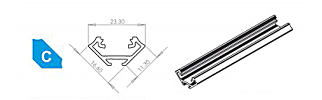 Profil do Taśm LED Anodowany Czarny Typ C 2M Marka Lumines