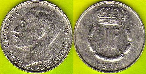 LUKSEMBURG 1 Franc 1977 r.