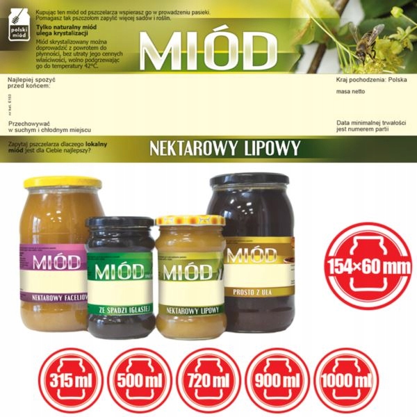 

Etykiety na Miód Lipowy (100szt) - wzór E153