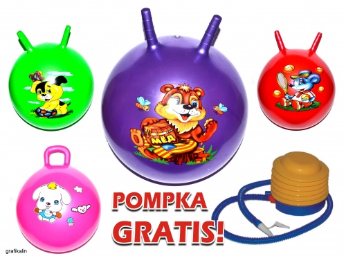 DUŻA PIŁKA SKOCZEK DO SKAKANIA 55CM POMPKA GRATIS Bohater brak
